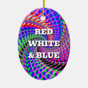 Adorno De Cerámica ROJO BLANCO y AZUL ( puedes cambiar las palabras)