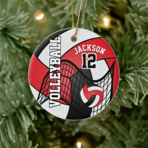 Adorno De Cerámica Rojo, blanco y negro personifican el voleibol 🏐 �