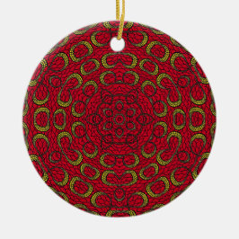 Adorno De Cerámica Rojo Boho Mandala Geométrica Rosette Retro Hippie