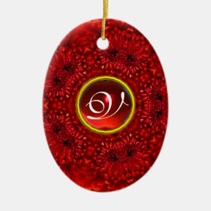 ADORNO DE CERÁMICA ROJO DALIA RUBÍ MONOGRAMA