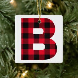 Adorno De Cerámica Rojo de vacaciones y negro Búfalo Cuadros Monogram