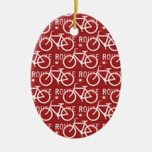 Adorno De Cerámica Rojo del modelo del ciclista de la bicicleta de