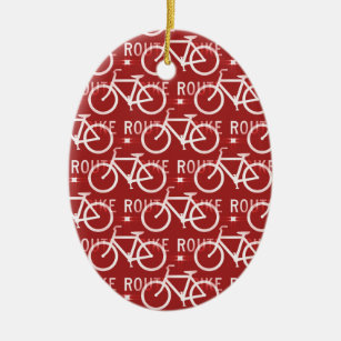 Adorno De Cerámica Rojo del modelo del ciclista de la bicicleta de
