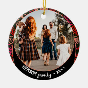 Adorno De Cerámica Rojo Festivo Arte de una línea Navidad Foto de Fam