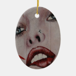 Adorno De Cerámica Rojo labios