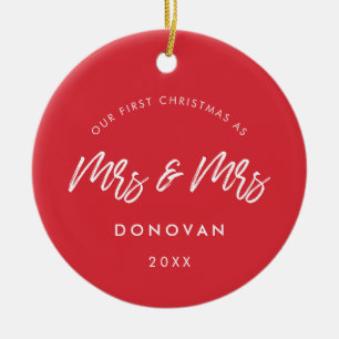 Adorno De Cerámica Rojo moderno Nuestra primera Navidad como señora y