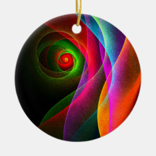 Adorno De Cerámica Rojo Verde Naranja Moderno Patrón de Arte Abstract