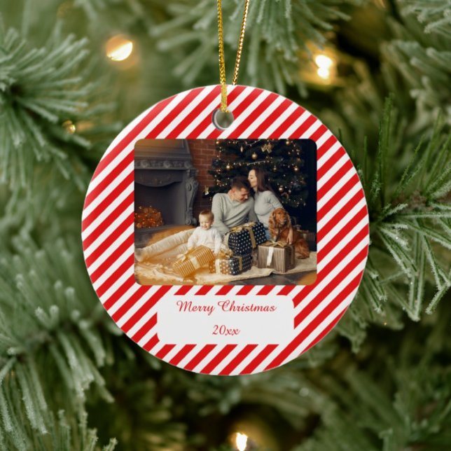 Adorno De Cerámica Rojo y blanco moderno a rayas (Subido por el creador)