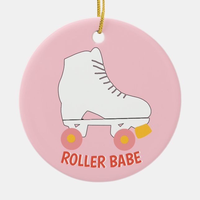 Adorno De Cerámica Roller Babe Roller Skler Pink (Frente)