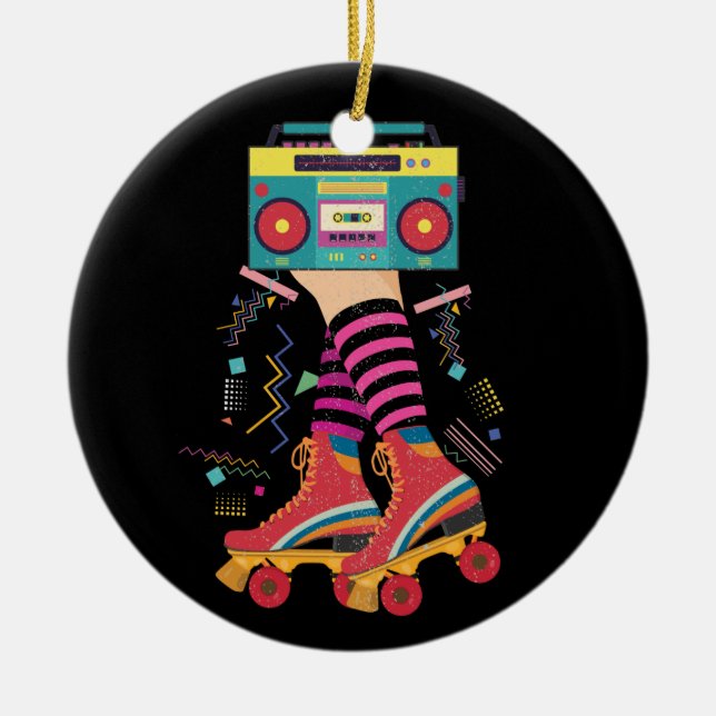 Adorno De Cerámica Rollerskates de los años 80 Chica de Discoteca de  (Frente)