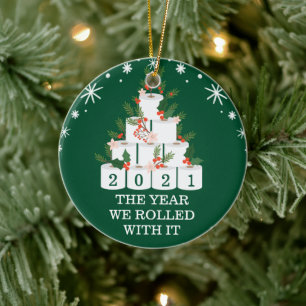 Adorno De Cerámica Rolling With It Funny Toilet Paper Christmas Tree