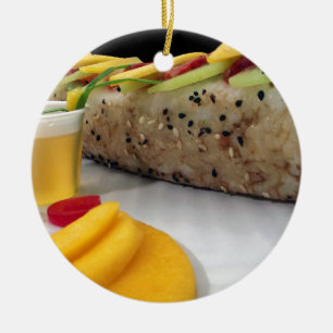 Adorno De Cerámica Rollo de Sushi Arroz Mango Comida Japonesa Asiátic