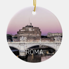 Adorno De Cerámica Roma Italia Castel Sant'Angelo Puente Sunset