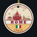 Adorno De Cerámica Roma Italia City Skyline Emblem<br><div class="desc">Diseño de arte minimalista y colorido de Roma,  con monumentos y monumentos de la ciudad de Italia.</div>