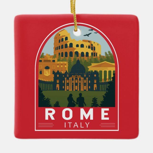 Adorno De Cerámica Roma Italia Viaje Retro Emblem (Anverso)