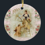 Adorno De Cerámica Romantic Paris Lovers pink shabbychic<br><div class="desc">Stunning shabbychic decoupage style design by LeahG featuring two parisian lovers,  vintage old style couple. Romantic pink,  flowers,  blossoms,  man,  woman,  tree. Lovely shabbychic accessories,  gifts and decorative items for your home. Shabbychic rustic themed accessories are hugely popular and trending. These items would make super gifts for all occasions.</div>
