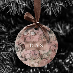 Adorno De Cerámica Romantic Steampunk Monograma de efemera de época