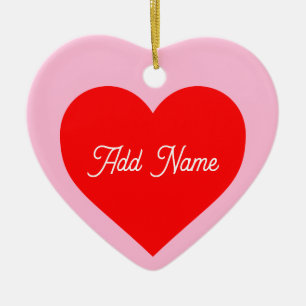 Adorno De Cerámica Romántico del corazón rojo Pastel Rosa Personaliza