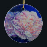 Adorno De Cerámica Romántico elegante color rosa azul pastel<br><div class="desc">Elegante y romántico cuadro de peonía color rosa azul pastel pintado por H Cooper</div>