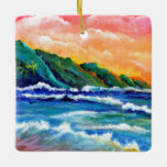 Adorno De Cerámica Romántico Kauai Sunset<br><div class="desc">Dar un largo y romántico paseo por la playa en la isla de Kauai es un sueño hecho realidad.</div>