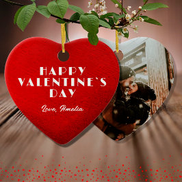 Adorno De Cerámica Romántico Nombre del Corazón Rojo Foto Día de San 