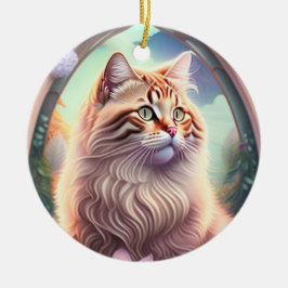 Adorno De Cerámica Romantik Katze mit Blumen