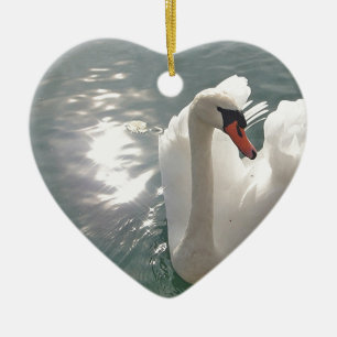 Adorno De Cerámica Romantischer weisser Schwan