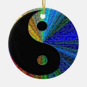 Adorno De Cerámica Rompecabezas colorido Yin Y Yang