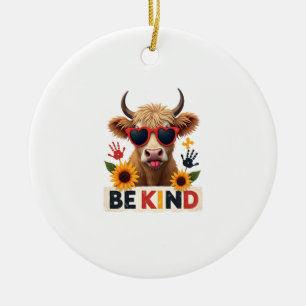 Adorno De Cerámica Rompecabezas Vintage Autismo Vaca Highland Sé Amab