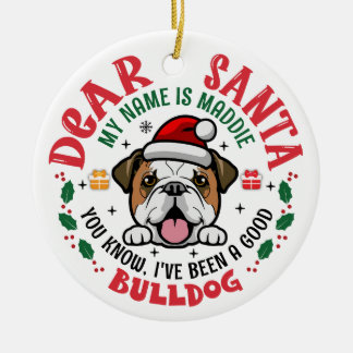 Adorno De Cerámica Ronda de árbol navideño de perro de Bulldog person