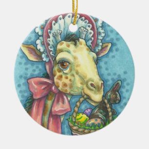 Adorno De Cerámica Ronda ORNAMENTAL DE PRIMAVERA GIRAFFE DEL ESTE