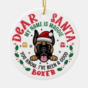 Adorno De Cerámica Ronda personalizada de árbol de navidad de boxer a
