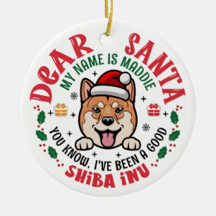 Adorno De Cerámica Ronda personalizada de árbol navideño chiba inu