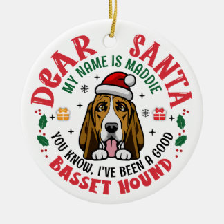Adorno De Cerámica Ronda personalizada de árbol navideño de perro ana