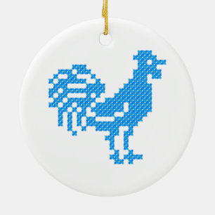 Adorno De Cerámica Rooster azul