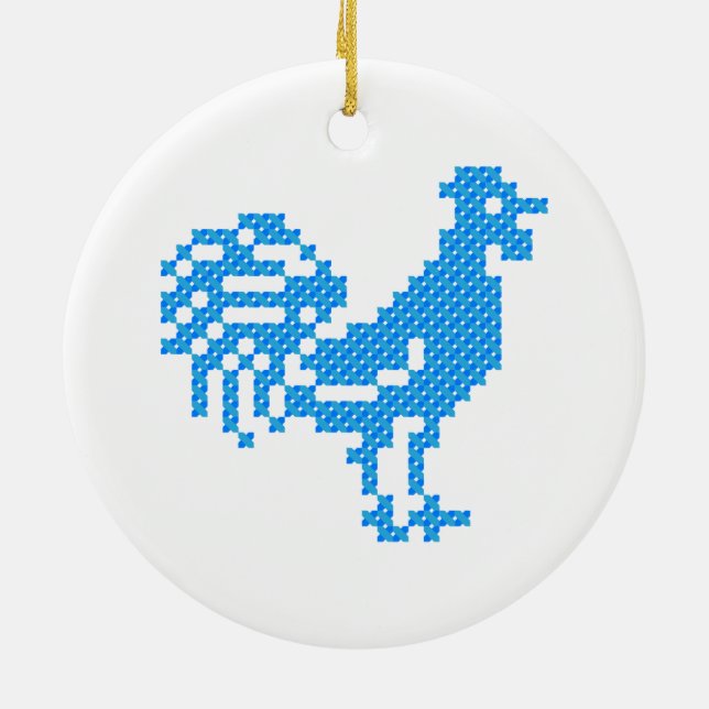 Adorno De Cerámica Rooster azul (Atrás)