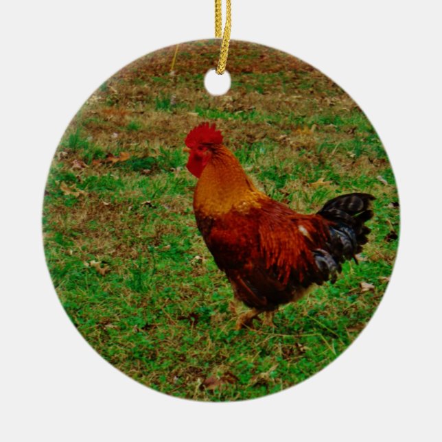 Adorno De Cerámica Rooster mirando hacia la izquierda (Frente)