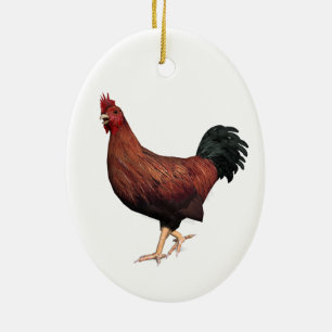 Adorno De Cerámica Rooster Rojo