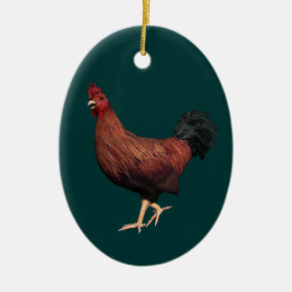Adorno De Cerámica Rooster Rojo