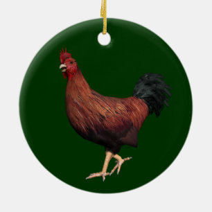 Adorno De Cerámica Rooster Rojo