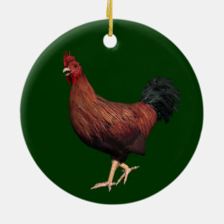Adorno De Cerámica Rooster Rojo