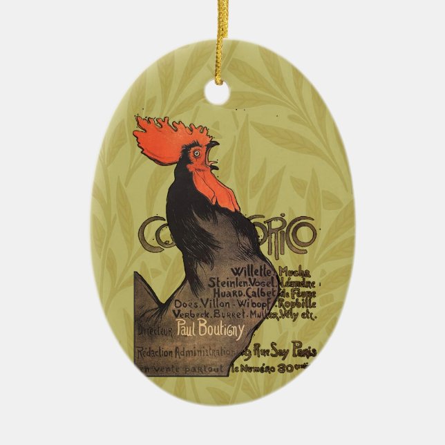 Adorno De Cerámica Rooster Steinlen Cocorico Arte francés (Frente)