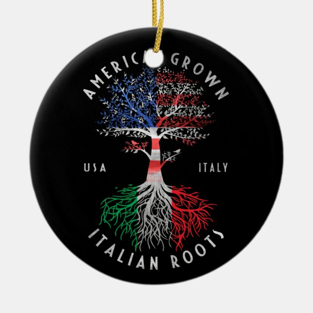 Adorno De Cerámica Roots italianos cultivados estadounidenses Bandera (Frente)