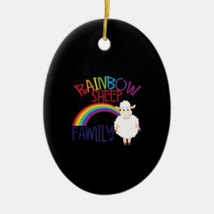 Adorno De Cerámica Ropa arcoiris de la familia Regalo de oveja colo
