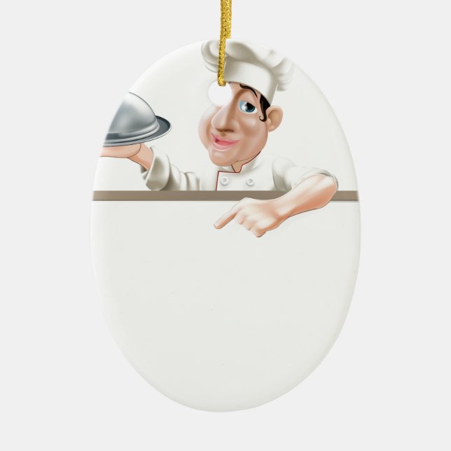 Adorno De Cerámica Ropa de chef y menú (Frente)