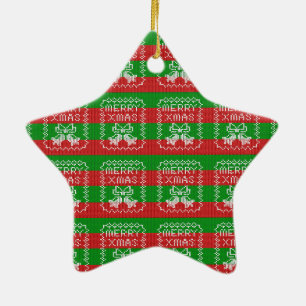 Adorno De Cerámica Ropa de jingle de patrón de suéter feo Hilo de nav