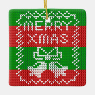 Adorno De Cerámica Ropa de jingle de patrón de suéter feo Hilo de nav