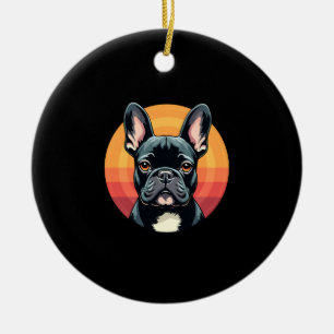 Adorno De Cerámica Ropa divertida de Bulldog Francés con estilo retro