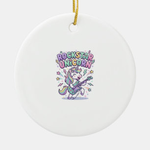 Adorno De Cerámica Ropa gráfica encantadora de Unicornio Rockstar Uni