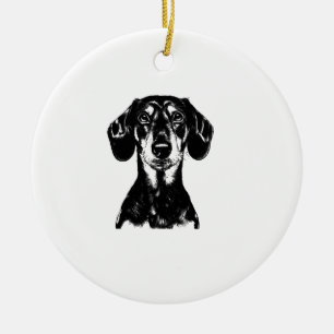 Adorno De Cerámica Ropa minimalista con retrato de Dachshund